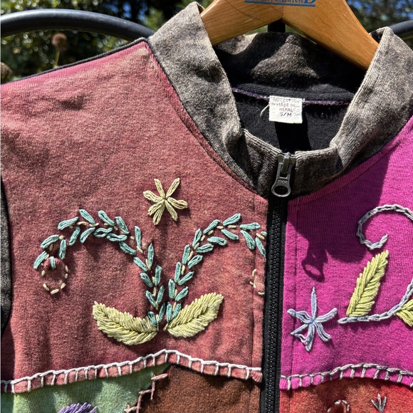 Vintage Y2K made in Nepal Multicolor Embroidered Long Sleeve duster jacket - Picture 4 of 9